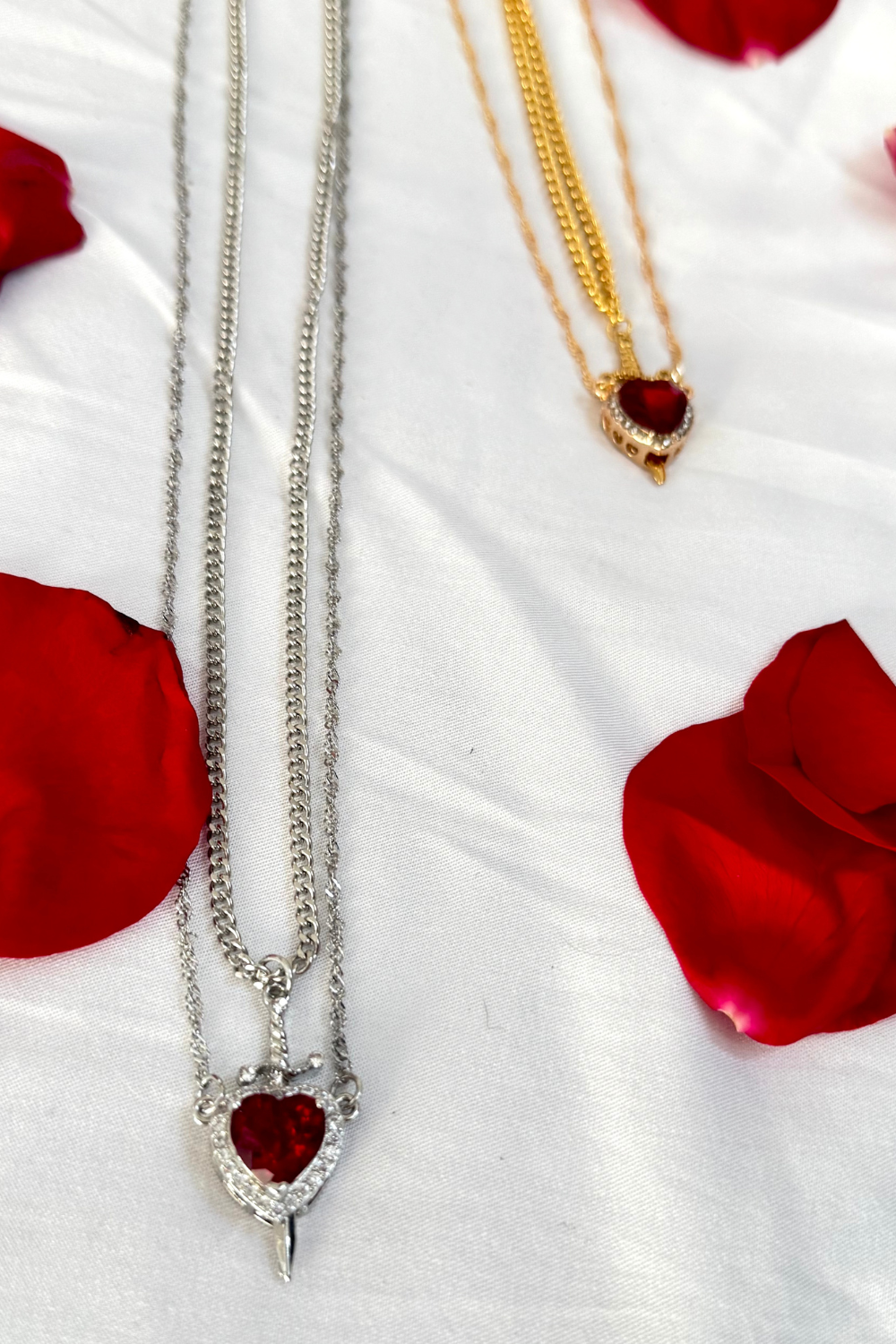 Daggered Hearts Necklace & Eternal Rose Box