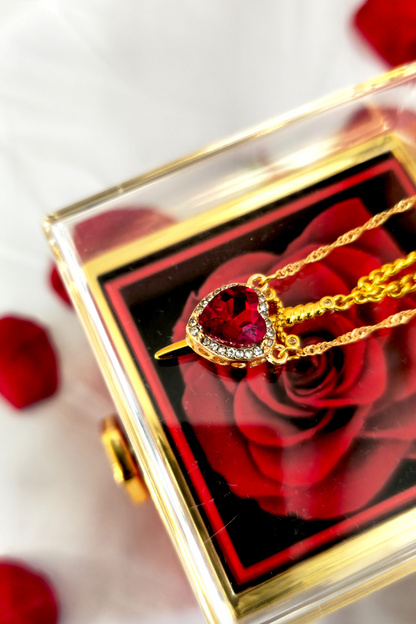 Daggered Hearts Necklace & Eternal Rose Box