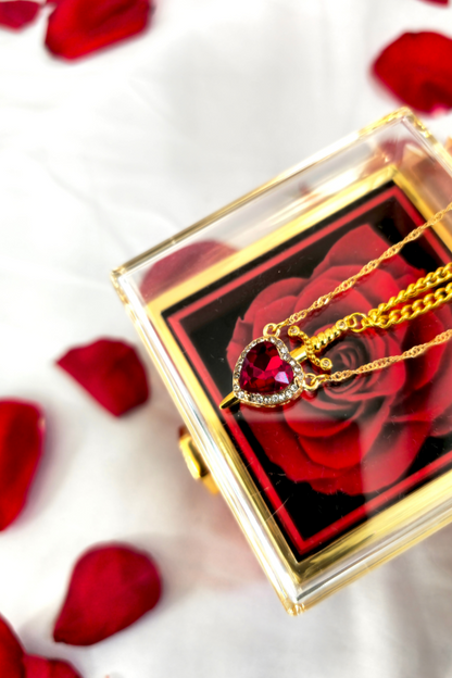 Daggered Hearts Necklace & Eternal Rose Box