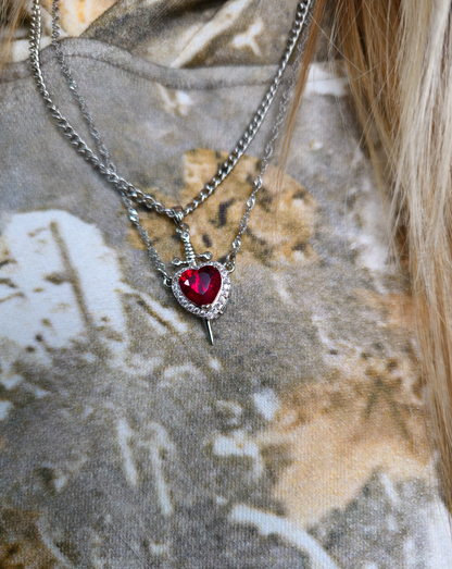 Daggered Hearts Necklace & Eternal Rose Box